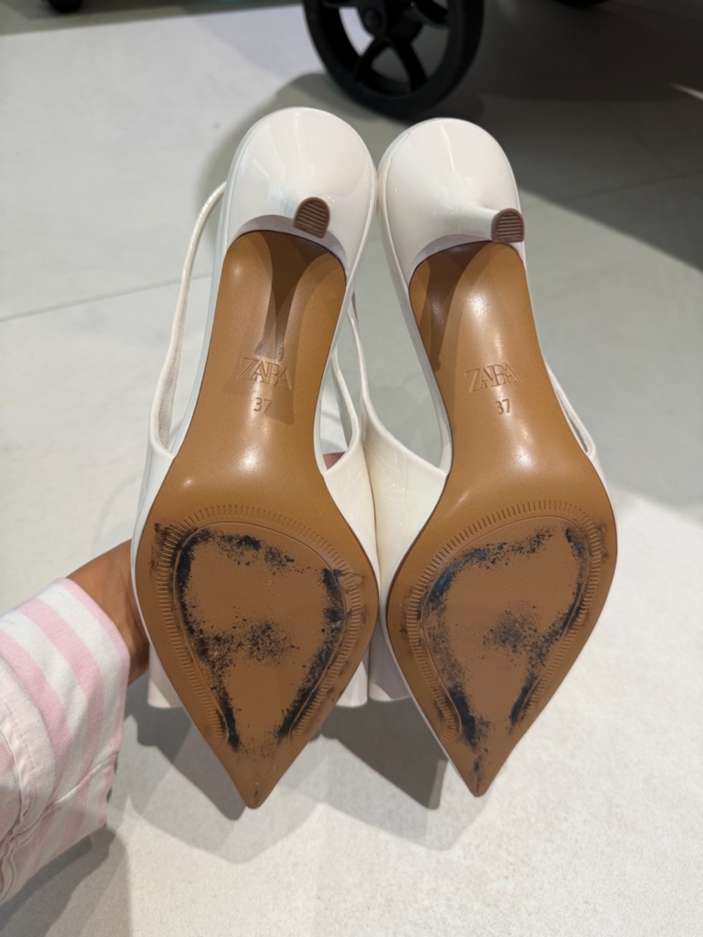 Zara Cream Patent Slingback Pumps with Decorative Bow - Picture 4 of 6